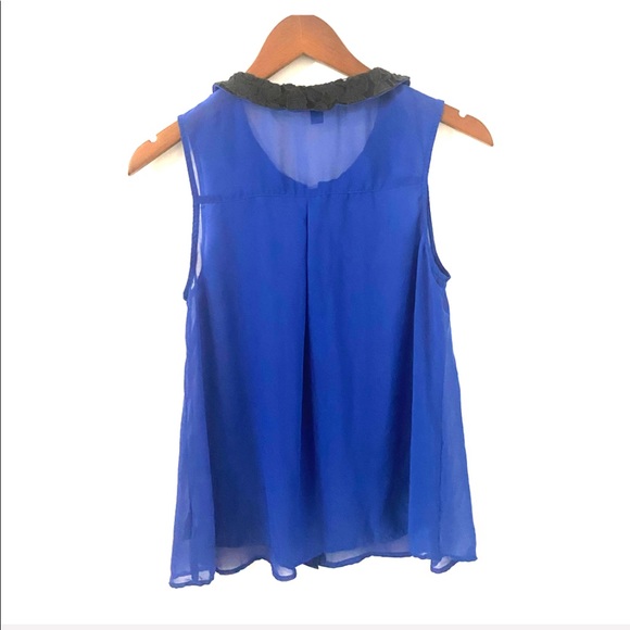 Blue black lace collar tank top medium - Picture 2 of 3